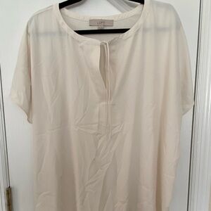 loft mixed media cream blouse